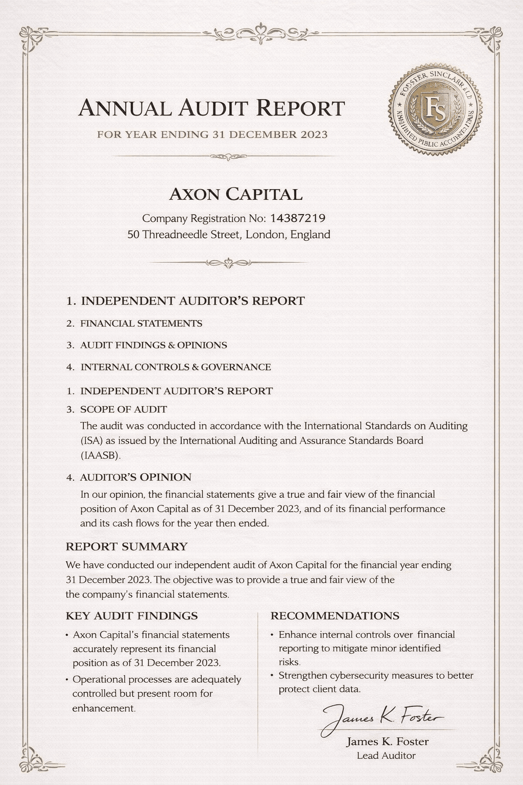 Annual audit report